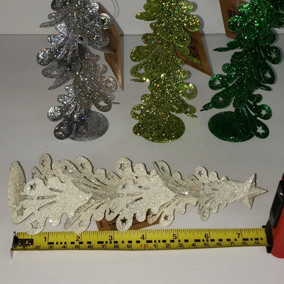 NWT- Set of 4 Glitter Metal Christmas Trees, 7.5" each - Picture 4 of 4